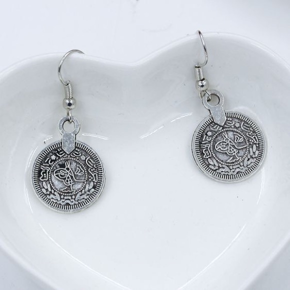 Boho Beauty Retro Coin Drop Earrings Silver - Picture 2 of 5